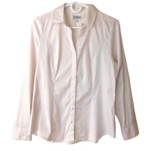 Express Light Pink Button Up Shirt Cotton Blend Blouse Woman's Size M